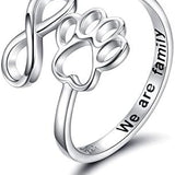 Kézzel készített mancsnyomatos szív alakú, állítható ezüst gyűrű