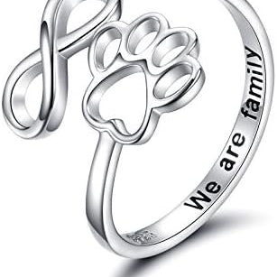 Kézzel készített mancsnyomatos szív alakú, állítható ezüst gyűrű