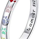 Sterling ezüstből készült mancsnyom gyűrű