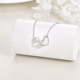 Paw Print nyaklánc sterling ezüstből – szív alakú kristály medál kutyapaw-val