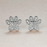 Szív alakú macska mancs fülbevaló fehér cirkóniával